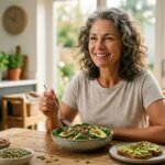 Magnesium-rich foods for healthy aging including spinach, almonds, avocado, and pumpkin seeds